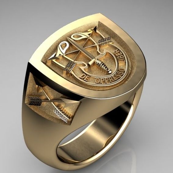 Custom Special Forces Insignia Ring In 18k Yellow Gold by A Jour ...