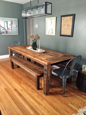 Custom Made Reclaimed Wood Farmhouse Dining Table / Textured Finish