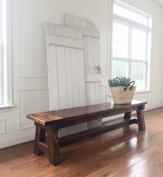 Buy Hand Crafted Rustic Farmhouse Bench -- Solid Wood, Handmade 