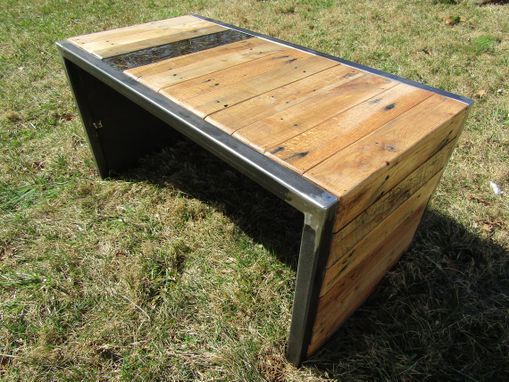 Custom Made Modern Industrial Reclaimed Wood And Metal Coffee Table/ Bench