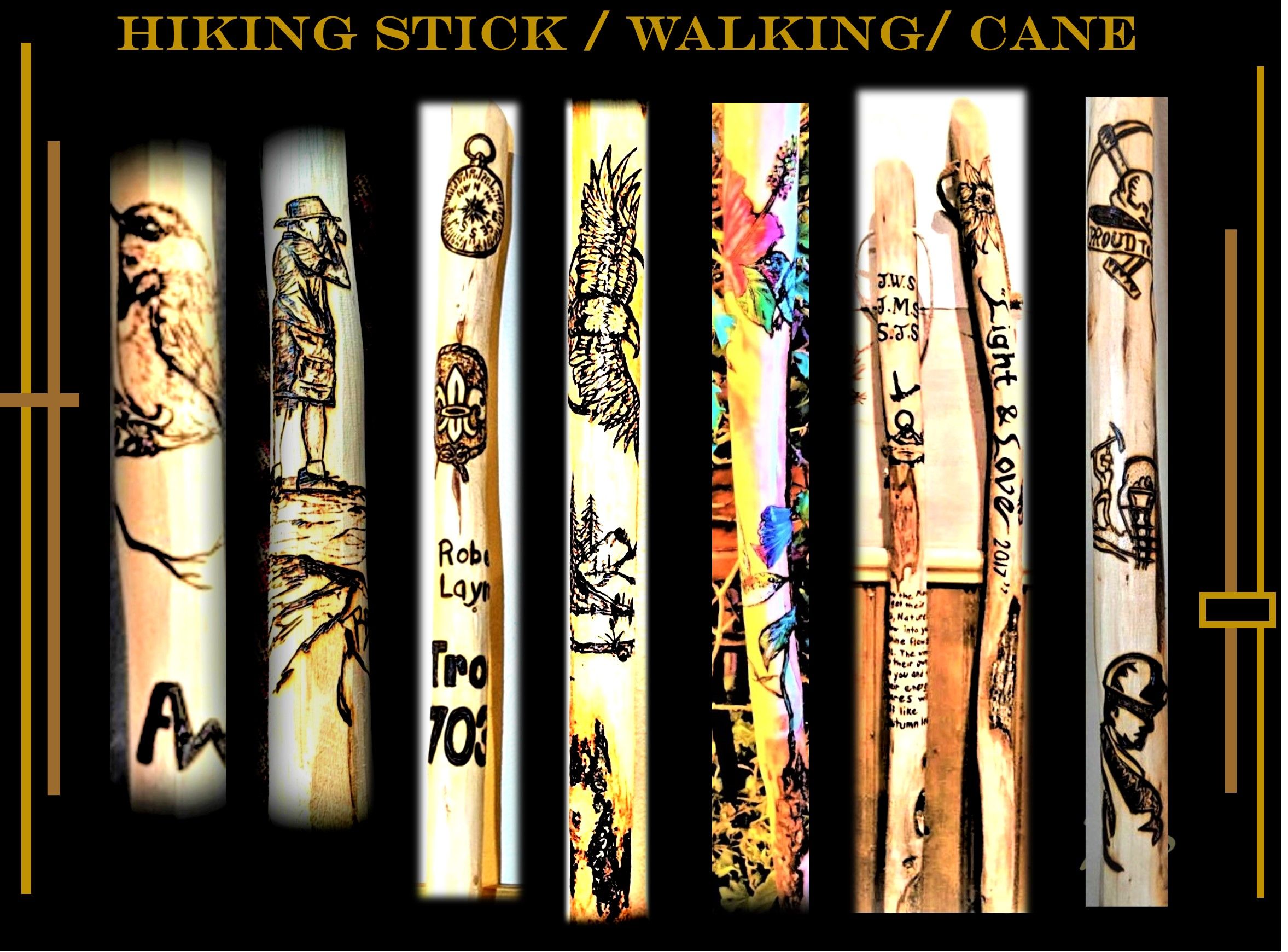 Hand Crafted Hand Carved Hiking Stick,Wood Anniversary Gift,, Walking