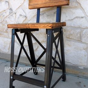 Rest Made From Reclaimed Wood And Metal, Wood And Metal Bar Stools With Backs
