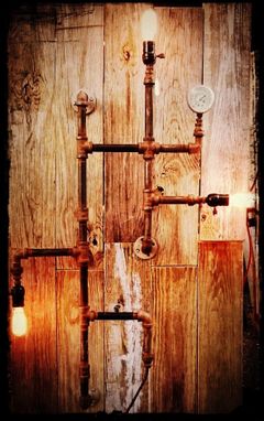 Custom Made Up-Cycled Industrial Gas Pipes Wall Light Sculpture