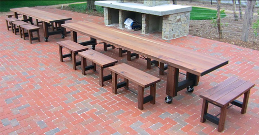 Custom Made 14' Outdoor Tables And Benches