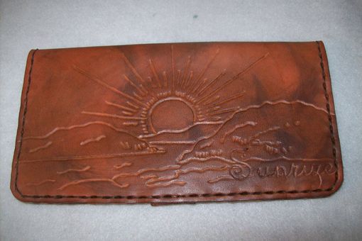 Custom Made Custom Leather Checkbook Cover With Personalization In Weathered Color