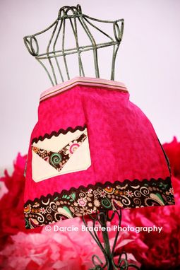Custom Made Pink, Cream, And Brown Flannel Apron "Brownie Bliss''