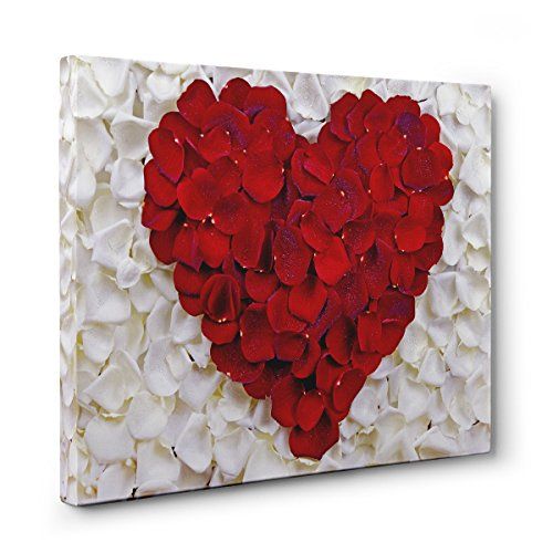 Hand Crafted White With Red Rose Heart Shaped Canvas Wall Art Made To Order From Paper Blast Custommade Com - Heart Shaped Wall Art