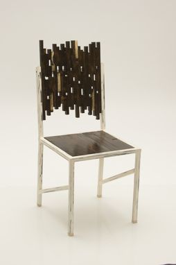Custom Made Reclaimed Wood With Distressed Metal Frame Dining Chair