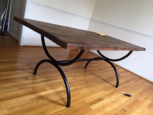 Custom Made Walnut And Forged Steel Dining Table
