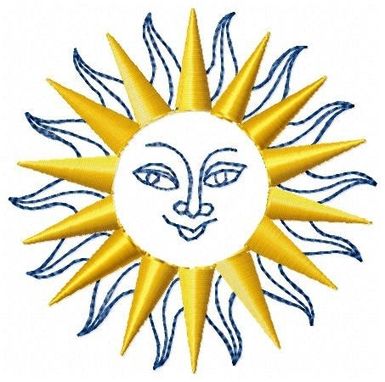 Custom Made Sun With Face Embroidery Design