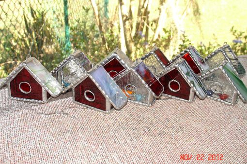 Custom Made Stained Glass Bird House Ornaments