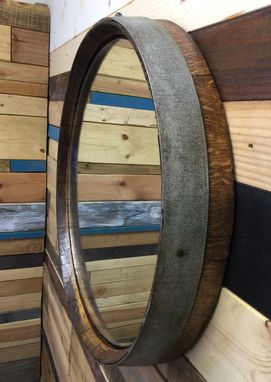 Custom Made Reclaimed Wine Barrel Top Mirror