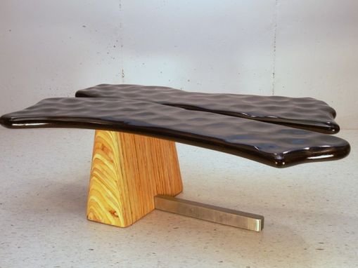 Custom Made Modern Wood Metal Cocktail Table