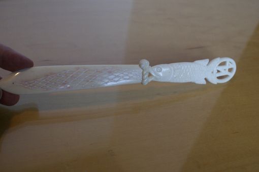 Custom Made Carved Bone Letter Opener Fish Net Custom Example