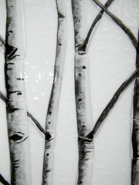 Custom Made Aspen Winter Fused Glass Wall Art