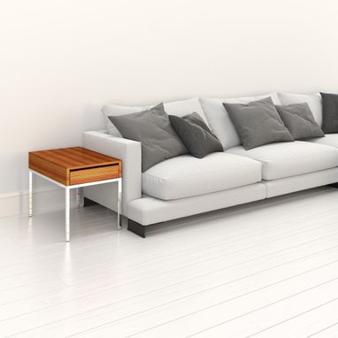 Custom Made Initially Side Table, Perfect For Modern Sofas With Extra Long Armrests