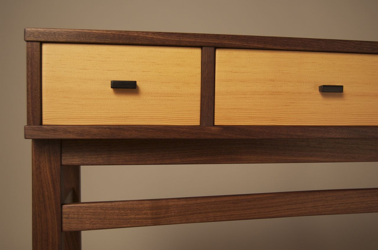 Hand Made Console Table In Walnut & Douglas Fir by Joseph Murphy