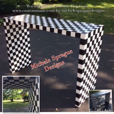 Custom Made Painted Console Table Black And White Checks