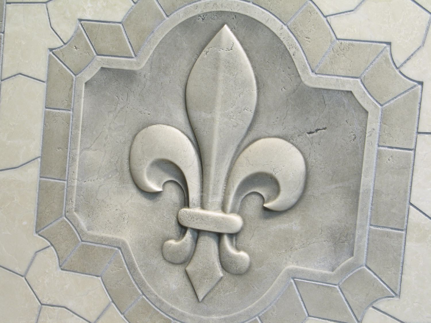 Hand Crafted Classic Fleur De Lis Relief Carved Marble Tile by Artisan ...