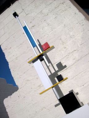 Custom Made Mondrian-Inspired Metal Sculpture "Level 2"