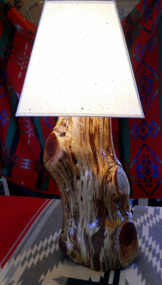 Hand Made Juniper (Cedar) Lamp With Handmade Natural Paper Shade by ...