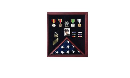 Custom Made Flag And Photo Display Case,Photo And Medal Display Case