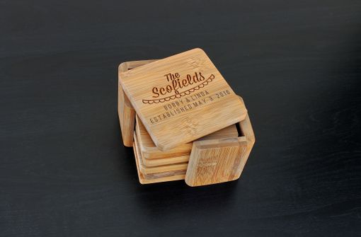 Custom Made Custom Bamboo Coasters, Custom Engraved Coasters --Cst-Bam-Scofields