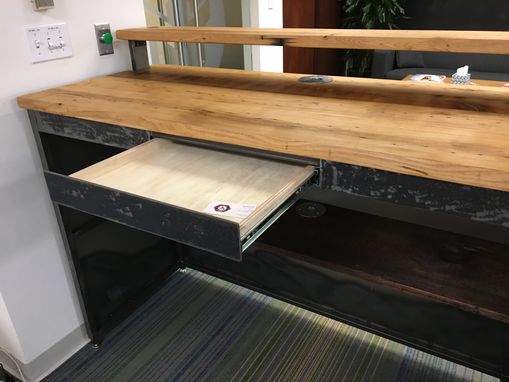 Custom Made Steel And Reclaimed Hardwood Standing Desk