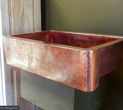 Custom Made Hammered Copper Farmhouse Kitchen Sink