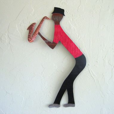 Custom Made Handmade Upcycled Metal Musician Wall Art Sculpture