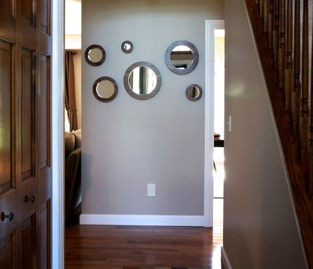 Custom Made Round Wall Mirrors- Solid Walnut Set Of 6 Porthole Mirrors