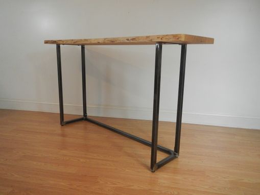Custom Made Live Edge Cherry And Steel Mid Century Modern Console Table