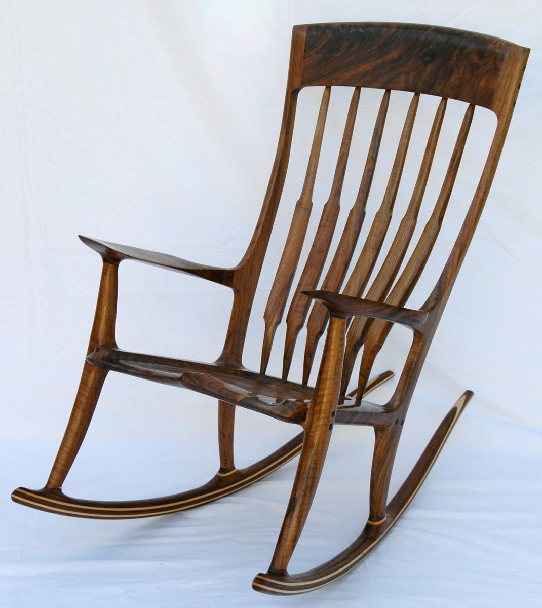 Hand Crafted Figured Walnut Rocking Chair By Ed Rizzardi Woodworker