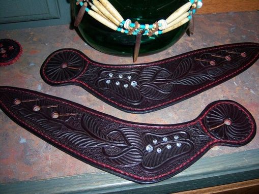 Custom Made Cowgirl Traditional Western Spur Leathers With Bling-(Spurs Not Included)