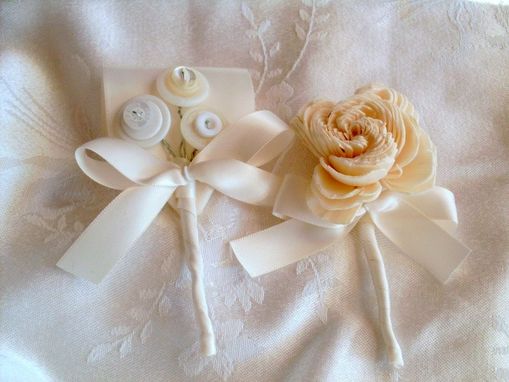 Custom Made Cream Sola Rose Wedding Boutonniere