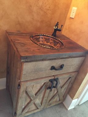 Custom Made Reclaimed Barnwood Vanity Or Cabinet With A Two Doors