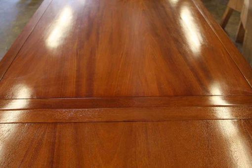 Custom Made Custom Mahogany Wood Trestle Dining Table With 2 Leaves
