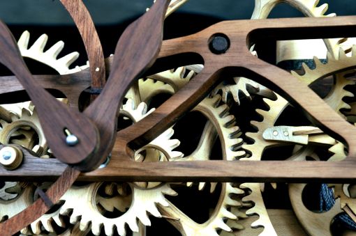 Custom Made Hand Carved Wooden Gear Clock