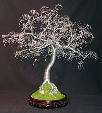 Custom Made Hammered Leaves Bonsai - Wire Tree Sculpture