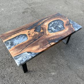 Walnut Wood Epoxy Waterfall River Table / Walnut Wood and Transparent Matte  Turquoise Resin Coffee Table -  Australia