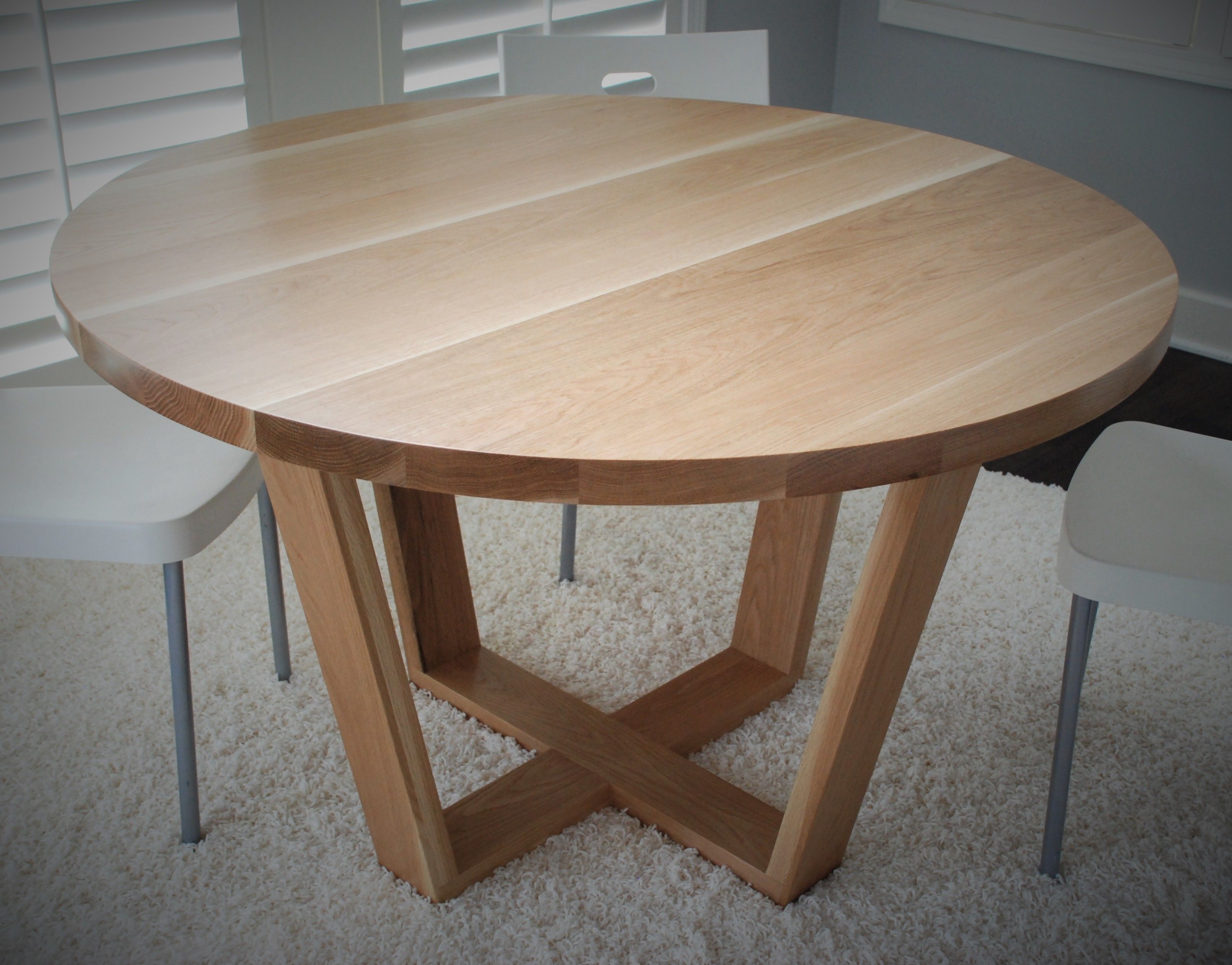 Hand Crafted Angled Leg Round Dining Table by Belak Woodworking LLC