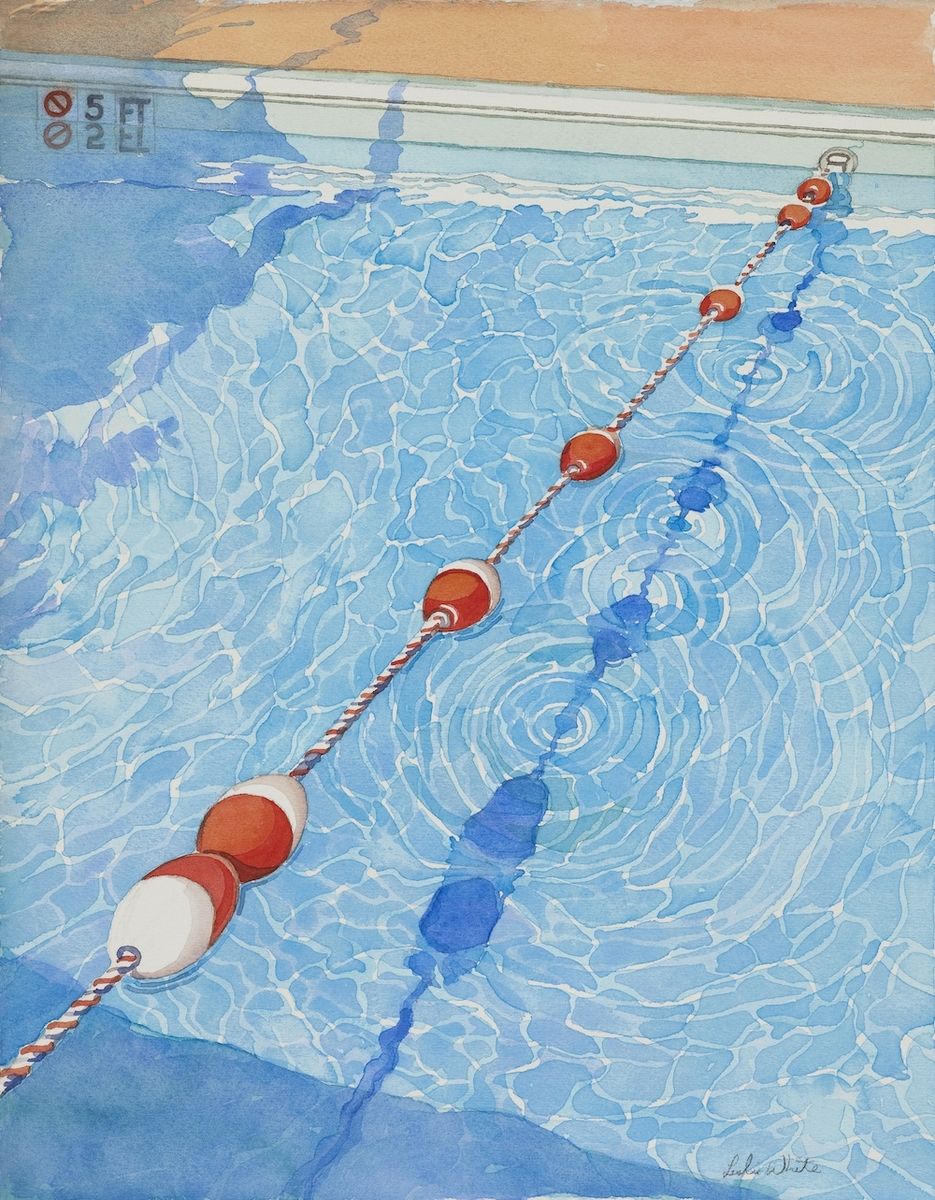 Hand Made Swimming Pool Watercolor Paintings by Trailhead Studios