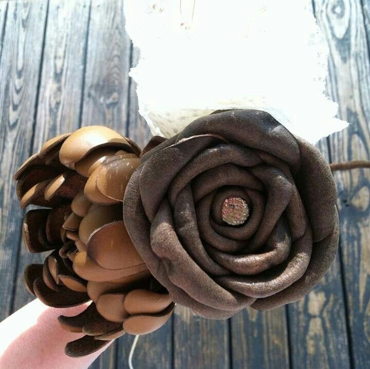 Hand Made Custom Leather Flowers by DyJo Designs