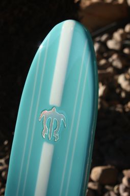 Custom Made Turquoise Glass Surfbaord With Turtle Design