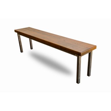 Custom Made Modern Dining Bench With Raw Steel Base