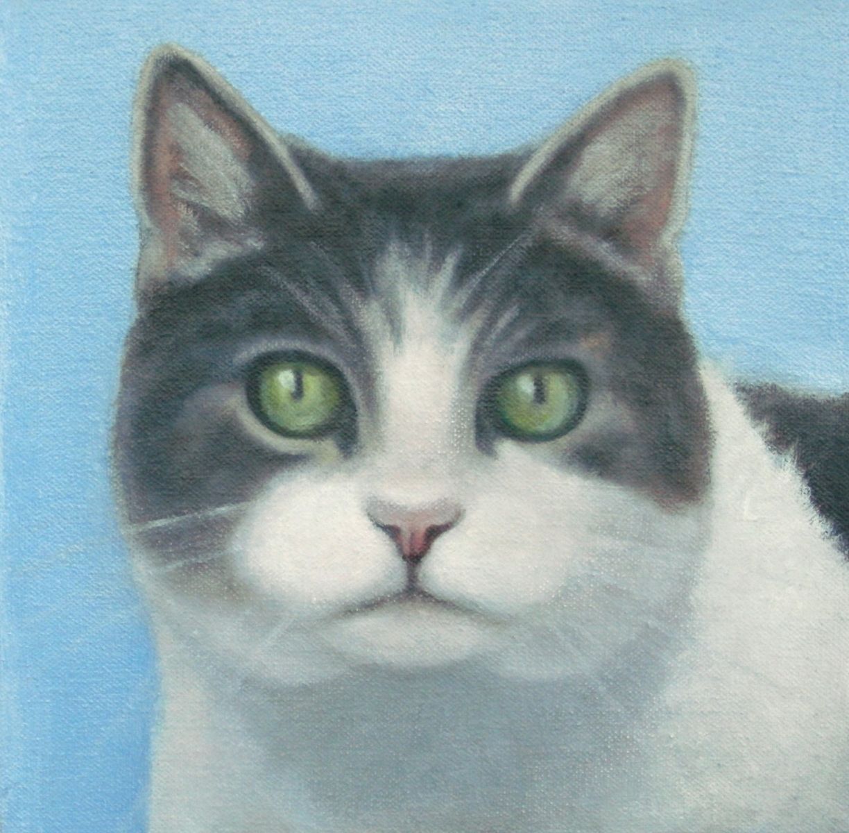 Download Hand Made Original Cat Painting - Gray And White Cat ...