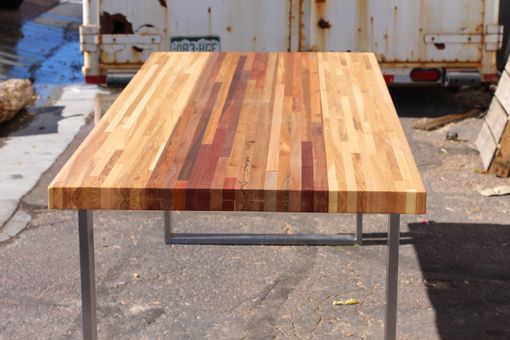 Hand Made Mixed Malaysian And Ash Butcher Block Desk By Defiance Mixed Malaysian And Ash Butcher Block