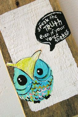 Custom Made Owl In Teal And Lime -Motivational Words