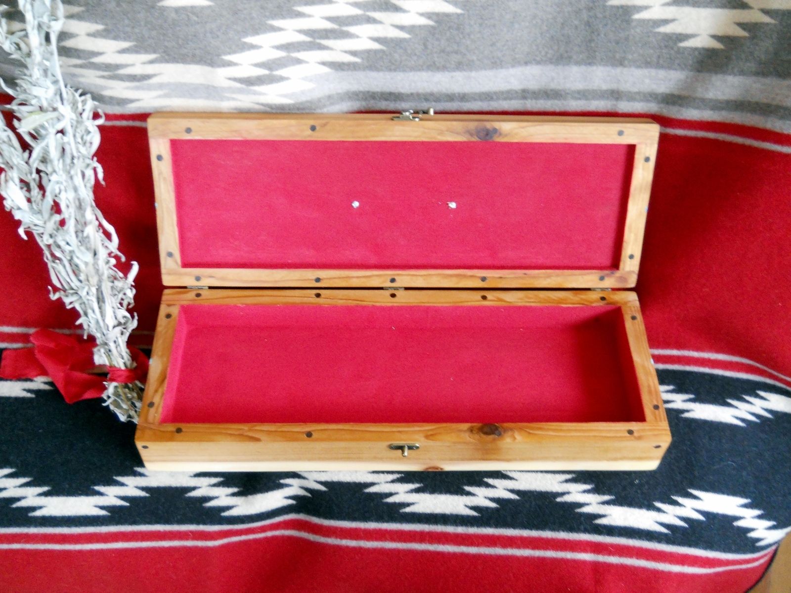 Hand Crafted Custom Cedar Box With Turquoise Inlay And Antique Brass Hardware by Dancing Cedar