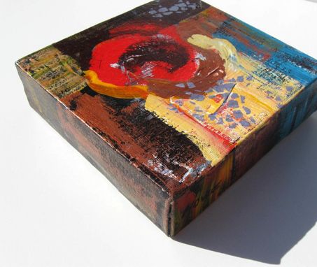 Custom Made Small Abstract Painting Modern Contemporary Artwork "Red Circle"